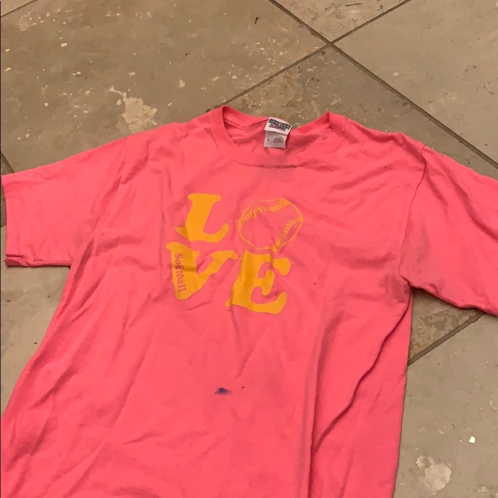 Pink love softball shirt adult small